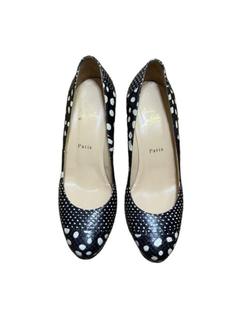 Christian Louboutin Spotter Pumps Watersnake Black White Snake Size 40.5 US 10.5